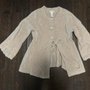 Beige Knit Cardigan with Button Details